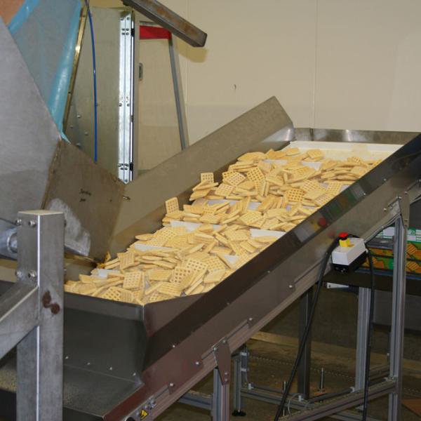 Conveyor for potato waffles