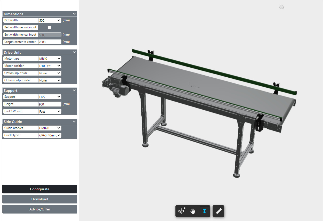 Configurator Aluminum Mattop Conveyors | BCK Holland B.V.