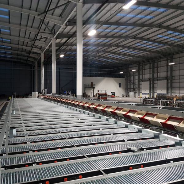 Roller conveyors at a sorting system